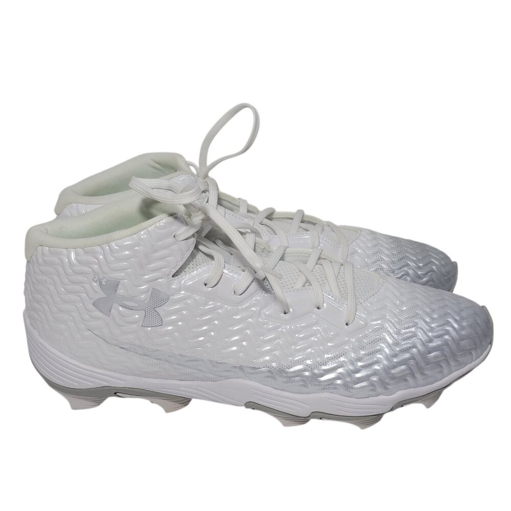 Under Armour Spotlight Pro Football Cleats Mens Size 16 White Silver 3028207-100